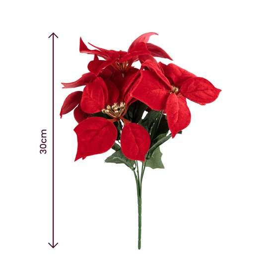 Red Poinsettia Bunch 30cm image number 3