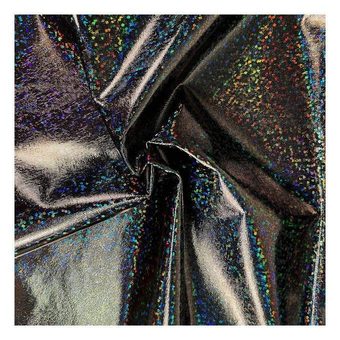 Black Hologram Foil Fabric by the Metre image number 1