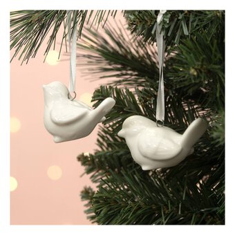 Glazed Hanging Ceramic Bird Decorations 2 Pack