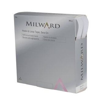 Milward White 20mm Sew-On Hook and Loop Tape by the Metre