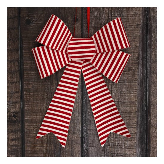 Red and White Striped Bow 32cm image number 1