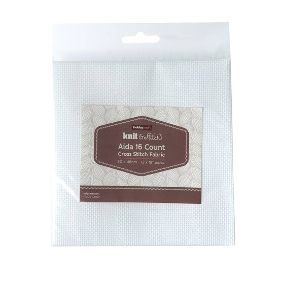 White 16 Count Aida Fabric 30cm x 46cm image number 1