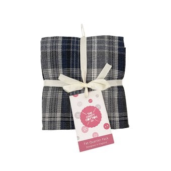 Grey Brushed Check Fat Quarters 4 Pack