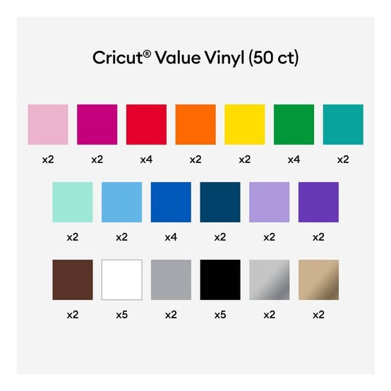 Cricut Rainbow Value Vinyl 12 x 12 Inches 50 Pack  image number 2