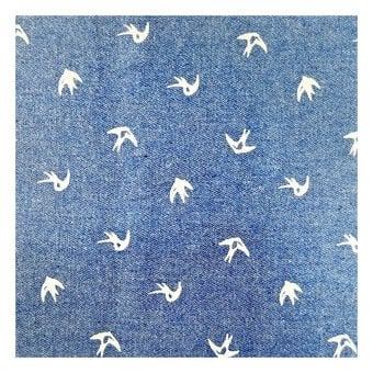 Swallows Printed Cotton Chambray Fabric by the Metre