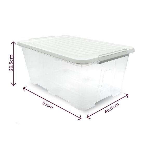 Clear White Storage Box with Wheels 47 Litres image number 3