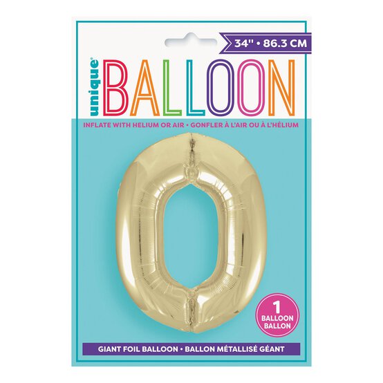 Giant Gold Foil Balloon Number 0 image number 1
