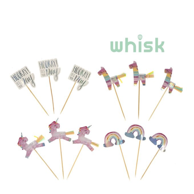 Whisk Unicorn, Rainbow and Llama Cake Toppers 12 Pack image number 1