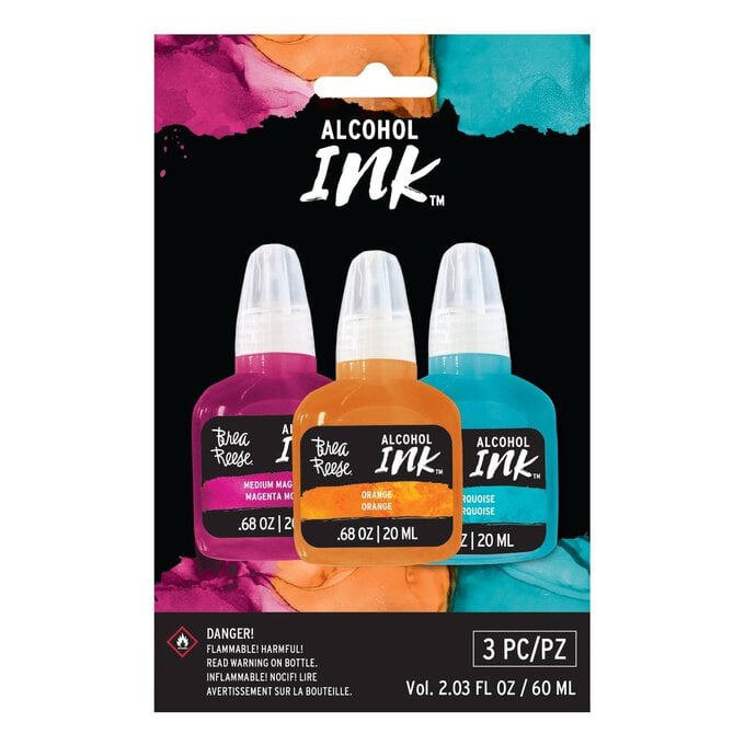 Brea Reese Magenta Orange and Turquoise Alcohol Ink 20ml 3 Pack image number 1