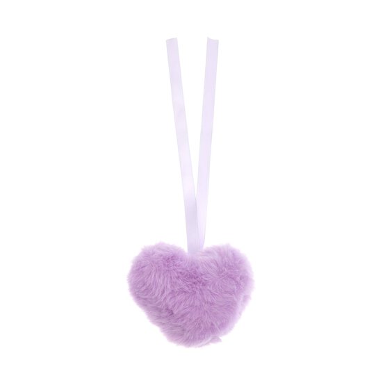 Lilac Faux Fur Heart Pom 9cm image number 3