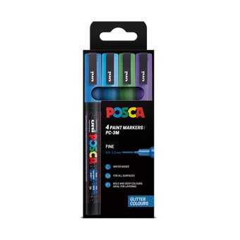 Uni-ball Posca Cool Glitter PC-3M Marker Pens 4 Pack