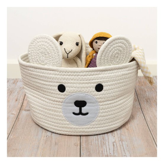 White Bear Cotton Rope Basket 30cm x 18cm image number 2