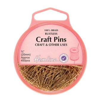 Hemline Brass Craft Pins 450 Pack