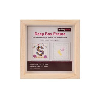 Natural Pine Deep Box Frame 20cm x 20cm image number 2