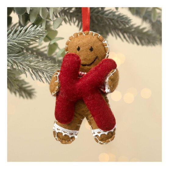Hanging Gingerbread Felt Letter K Decoration image number 1