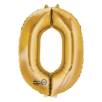 Extra Large Gold 0 Helium Foil Balloon