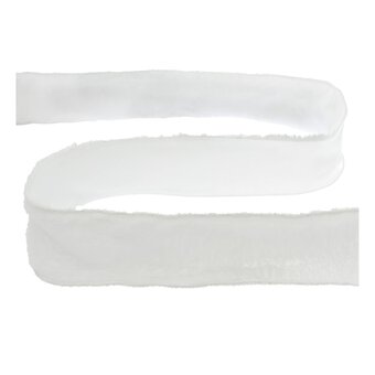 White Fur Wire Edge Ribbon 63mm x 3m