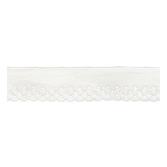 White 35mm Cotton Broderie Trim by the Metre image number 1