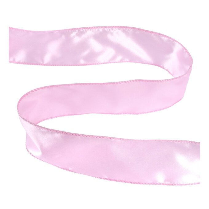 Pale Pink Wire Edge Satin Ribbon 63mm x 3m image number 1