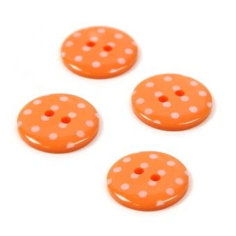 Hemline Orange Novelty Spotty Button 4 Pack
