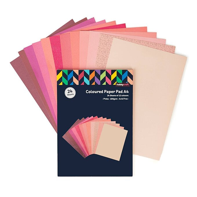 Pink Coloured Paper Pad A4 24 Pack image number 1