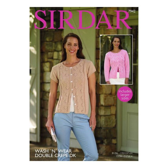 Sirdar Wash 'n' Wear Double Crepe DK Cardigan Digital Pattern 7942 image number 1