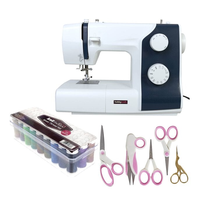 Hobbycraft HD17 Sewing Machine, Threads and Scissors Bundle image number 1
