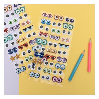 Coloured Craft Eye Puffy Stickers 60 Pairs