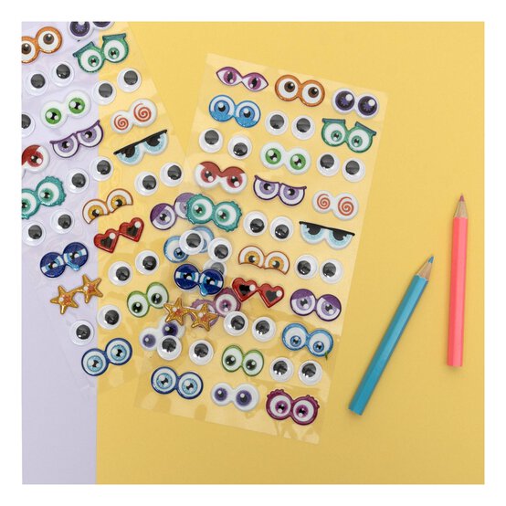 Coloured Craft Eye Puffy Stickers 60 Pairs image number 2