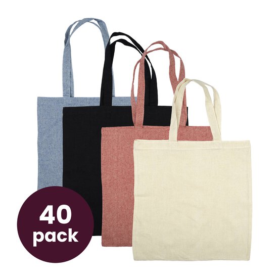 Cotton Tote Shopping Bag 40 Pack Bundle image number 1