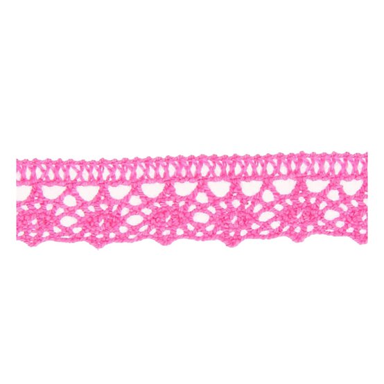 Pink 25mm Cotton Lace Trim by the Metre image number 2