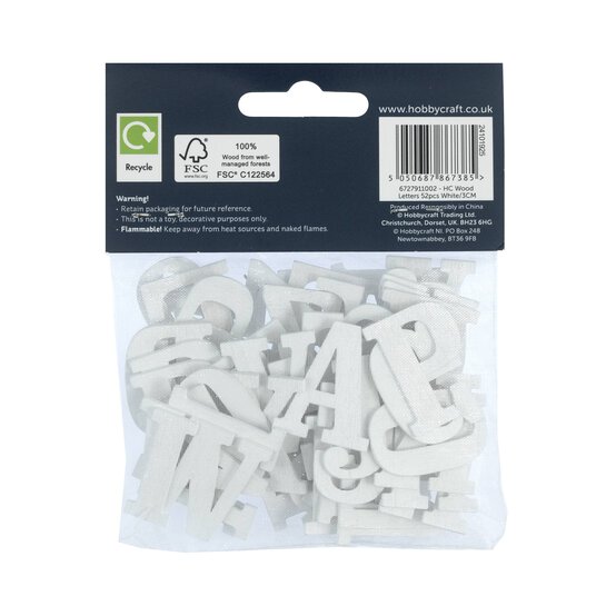 White Wooden Letters 52 Pieces image number 5