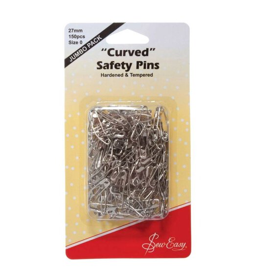 Sew Easy Silver Metal Curved Safety Pins : 2.7Cm