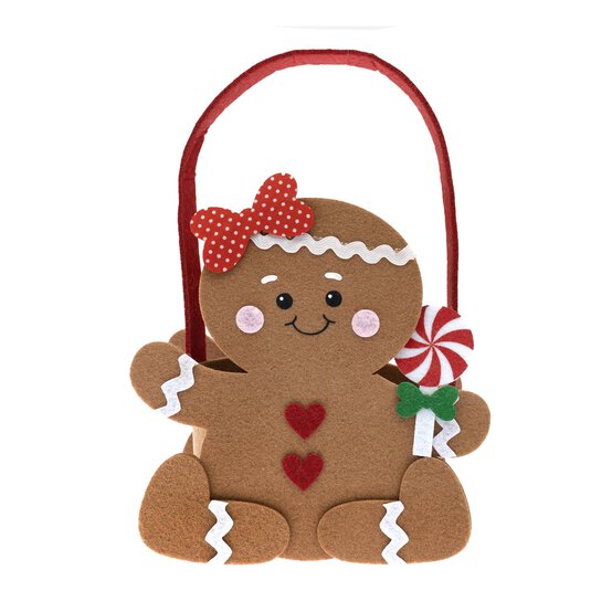 Gingerbread Felt Bucket image number 3