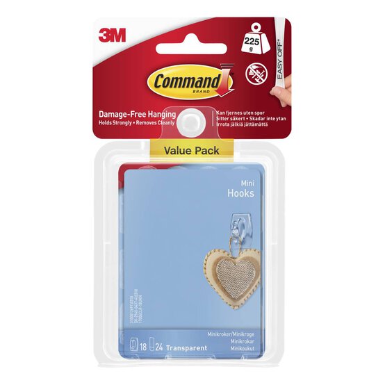 Command Mini Clear Hooks with Clear Strips 18 Pack  image number 1