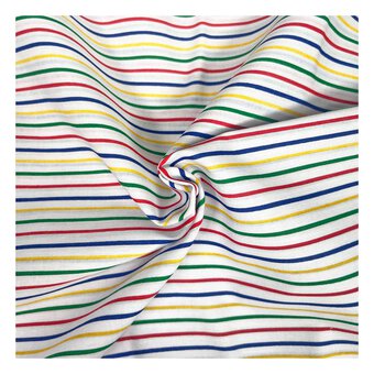Multicolour Stripe Polycotton Fabric by the Metre