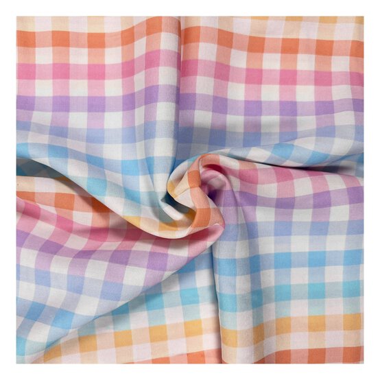 Small Rainbow Gingham Viscose Fabric by the Metre image number 1