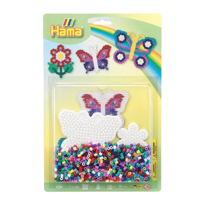 Hama Butterfly and Flower Beads Set 1100 Pieces image number 1