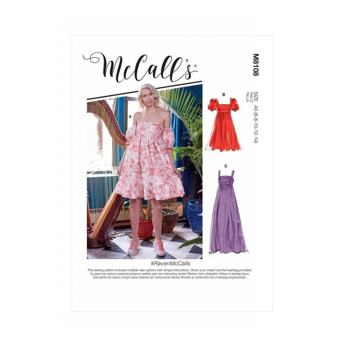 McCall’s Raven Dress Sewing Pattern M8108 (6-14) image number 1