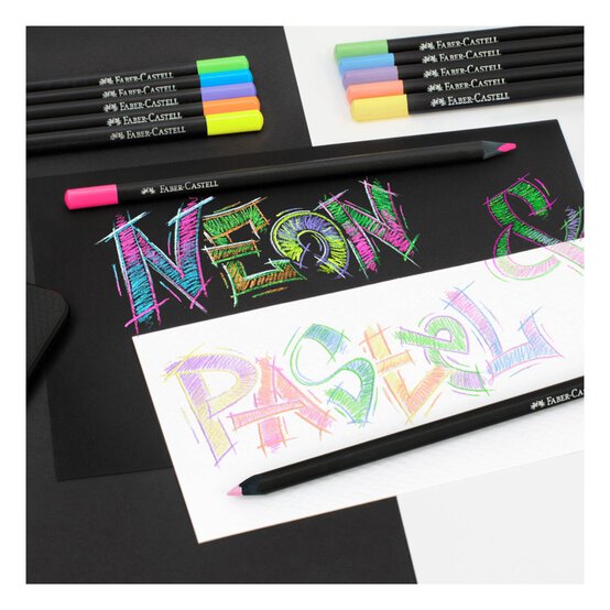 Faber-Castell Neon and Pastel Black Edition Colour Pencils 12 Pack  image number 3