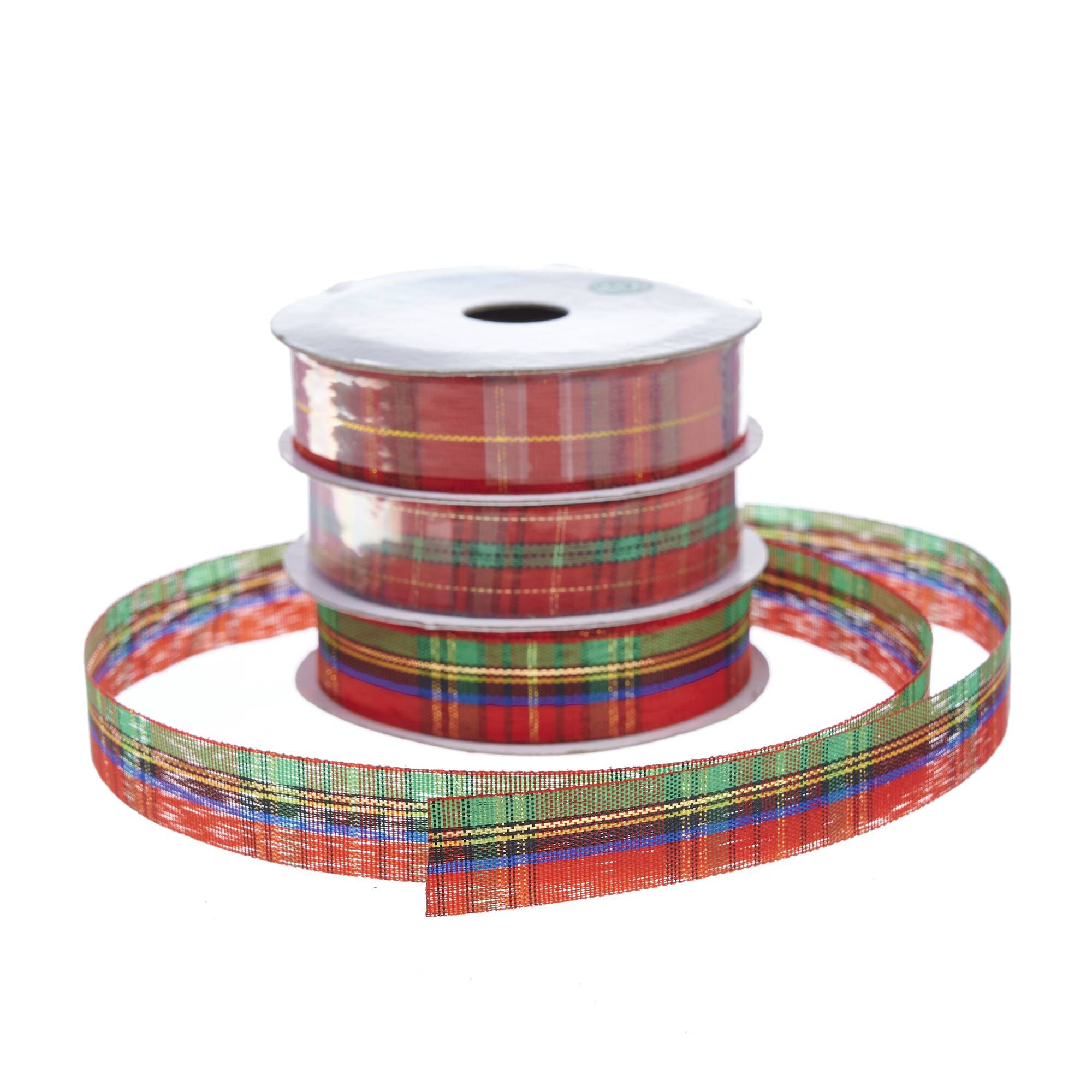 Tartan Ribbons 15mm x 3m 3 Pack Hobbycraft