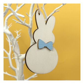 Hanging Wooden Bunny Decoration 12cm