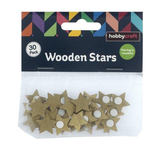 Gold Wooden Star Embellishments 30 Pack image number 3