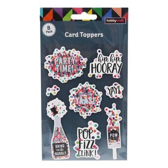 Party Time Confetti Chipboard Toppers 8 Pack