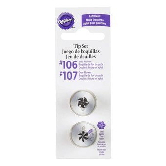 Wilton No.106 and No.107 Drop Flower Left Hand Decorating Tip Set 2 Pack