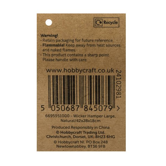Wicker Hamper Basket 42cm x 28cm x 18cm image number 6