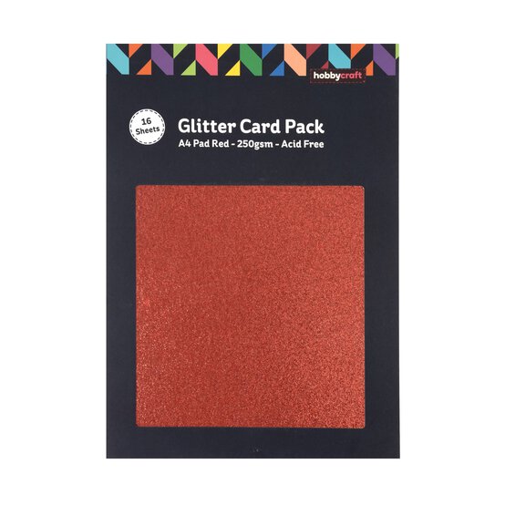 Red Glitter Card A4 16 Pack image number 3