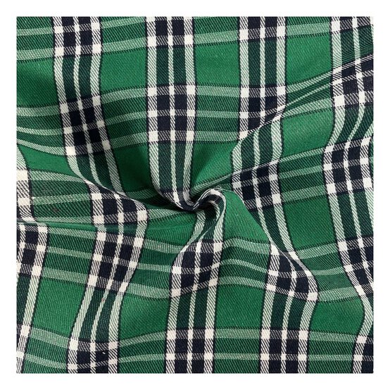 Green and Blue Poly Brushed Check Fabric by the Metre image number 1