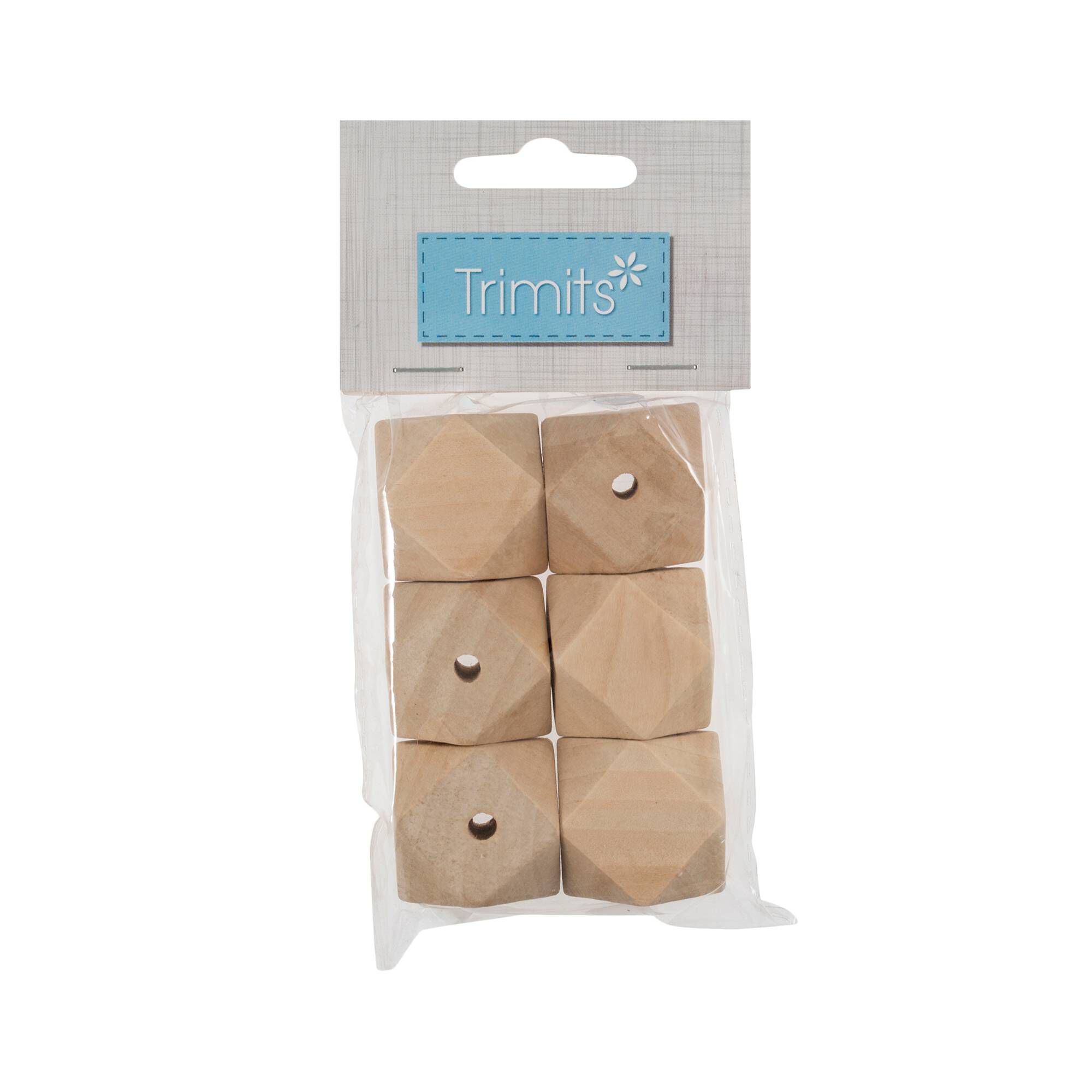 Trimits Geometric Wooden Craft Beads 30mm 6 Pack Hobbycraft
