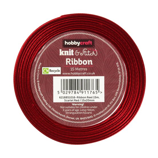 Scarlet Red Satin Ribbon 20mm x 15m image number 3